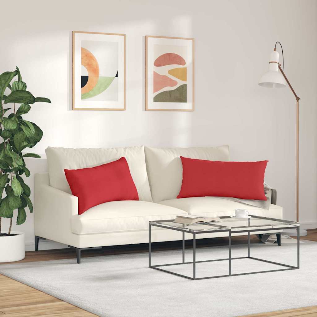 Cuscini da Divano 2 pz Tessuto Rosso 80 x 40 cm