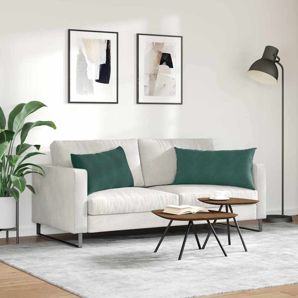 Cuscini da Divano 2 pcs Verde Scuro 80 x 40 cm Tessuto in Cords