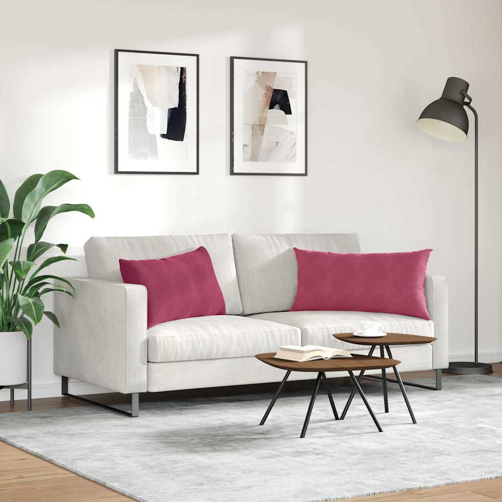 Cuscini da Divano 2 pcs Rosso Vino 80 x 40 cm Tessuto in Cords