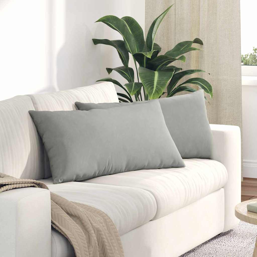 Cuscini da Divano 2 pz Tessuto Grigio chiaro 80 x 40 cm