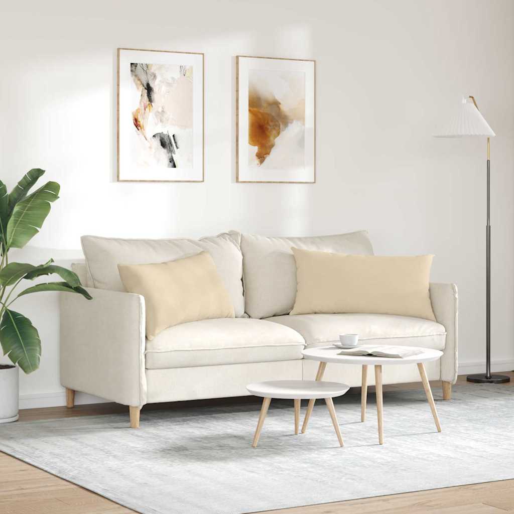 Cuscini da Divano 2 pz Tessuto Crema 80 x 40 cm