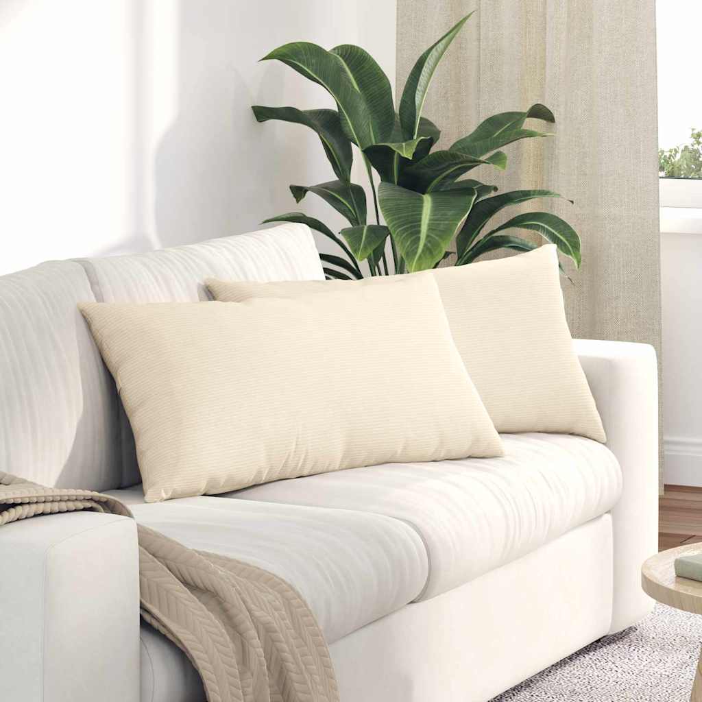 Cuscini da Divano 2 pcs Crema 80 x 40 cm Tessuto in Cords