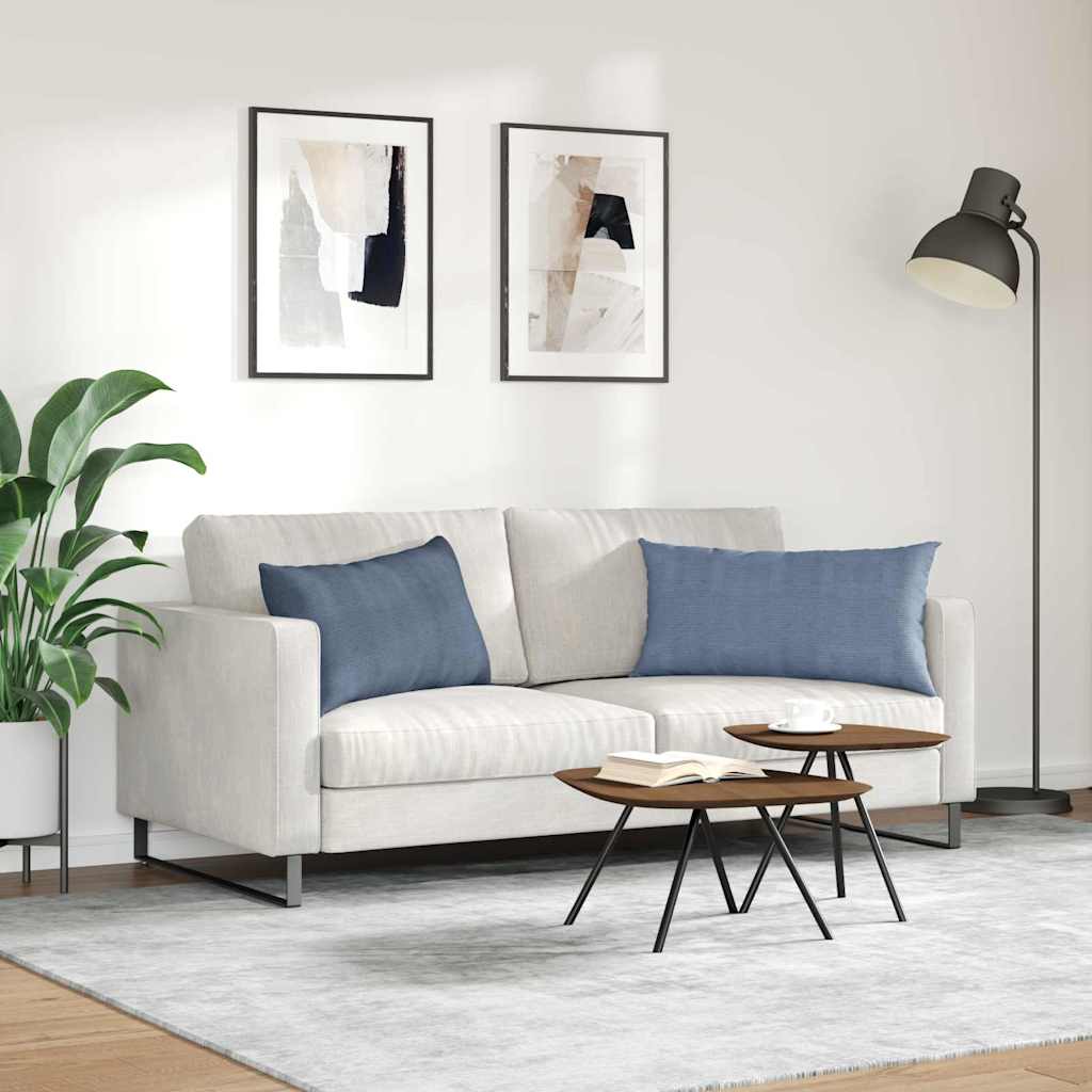 Cuscini da Divano 2 pcs Blu 80 x 40 cm Tessuto in Cords