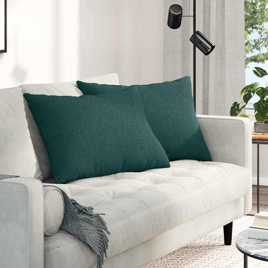 Cuscini da Divano 2 pz Tessuto Verde Scuro 70 x 50 cm