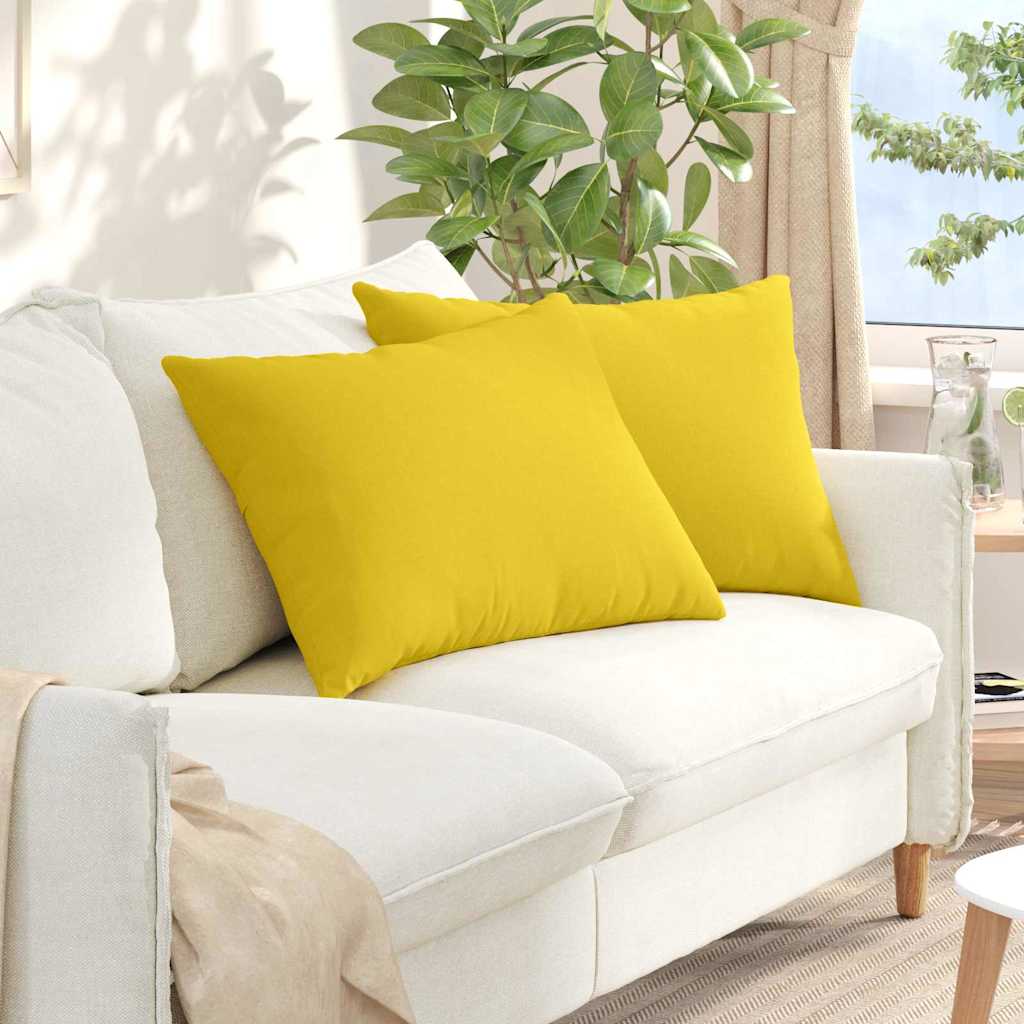 Cuscini da Divano 2 pz Tessuto Giallo Chiaro 70 x 50 cm