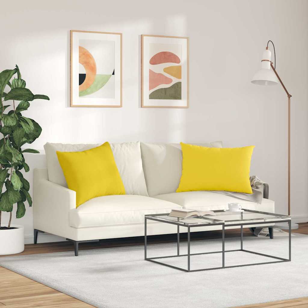 Cuscini da Divano 2 pz Tessuto Giallo Chiaro 70 x 50 cm