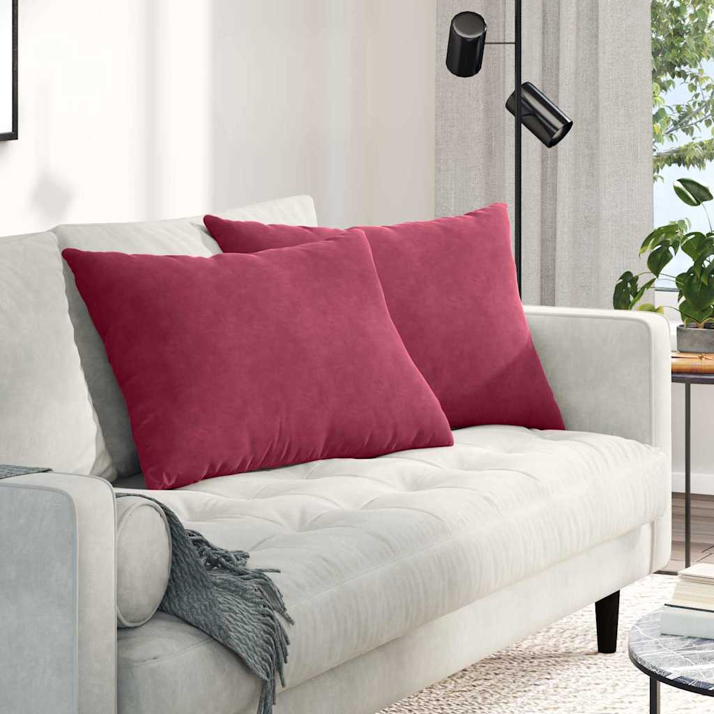 Cuscini da Divano 2 pcs Rosso Vino 70 x 50 cm Tessuto in Cords