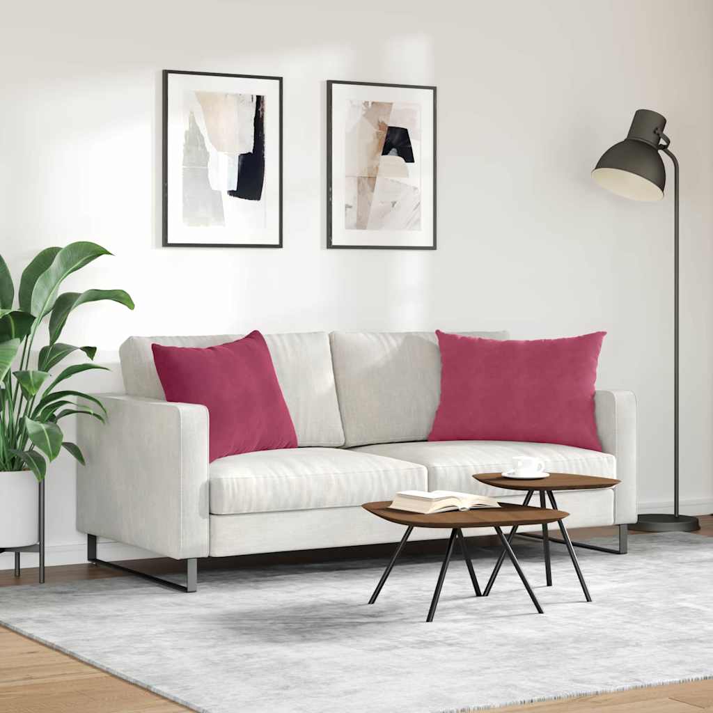 Cuscini da Divano 2 pcs Rosso Vino 70 x 50 cm Tessuto in Cords