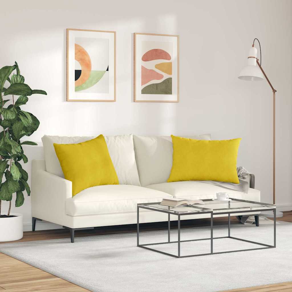 Cuscini da Divano 2 pcs Giallo 70 x 50 cm Tessuto in Cords