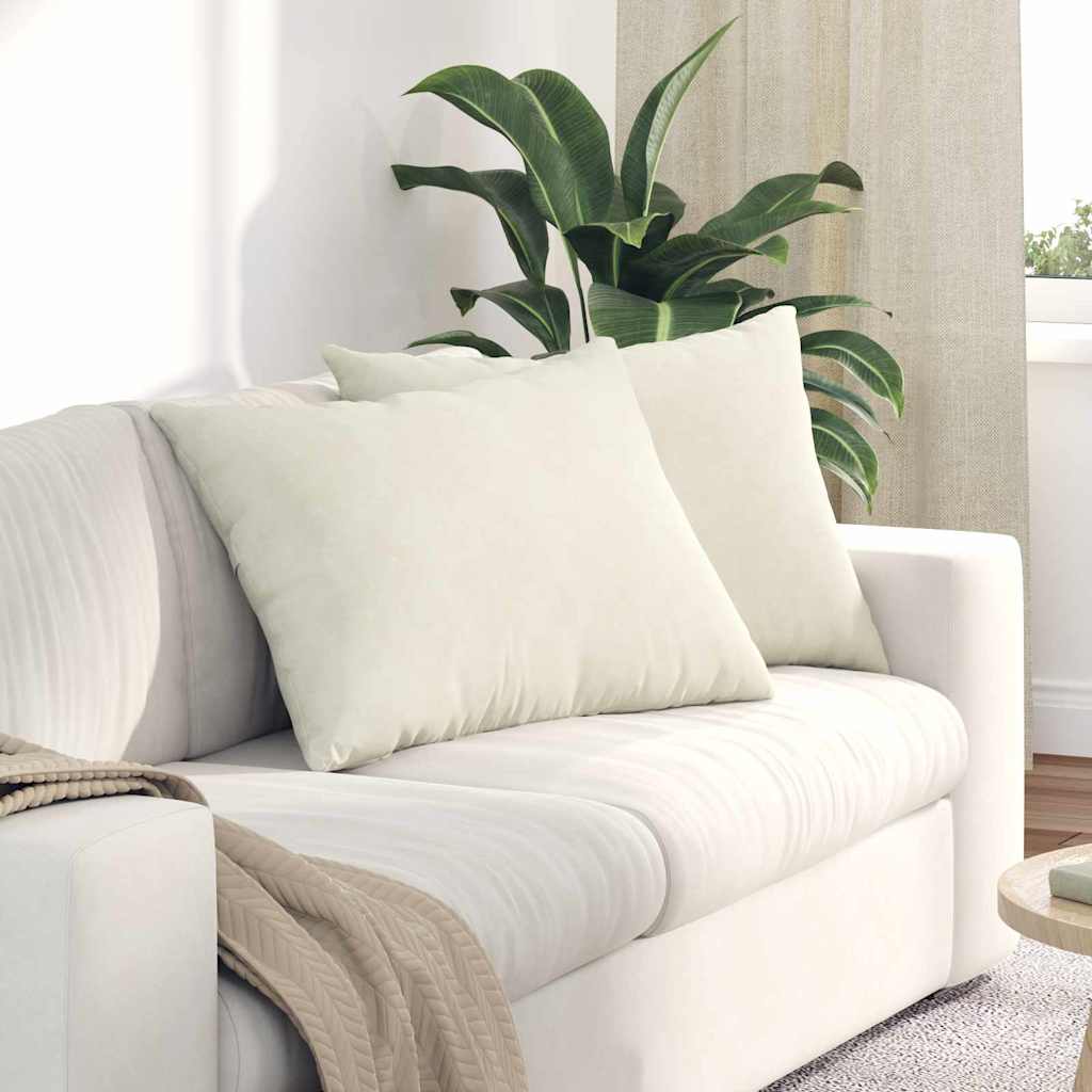 Cuscini da Divano 2 pcs Crema 70 x 50 cm Tessuto in Cords