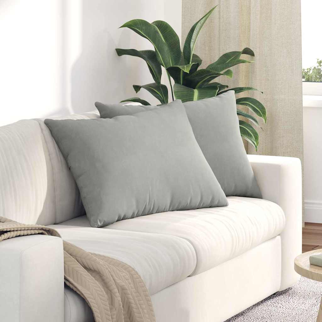 Cuscini da Divano 2 pz Tessuto Grigio chiaro 70 x 50 cm