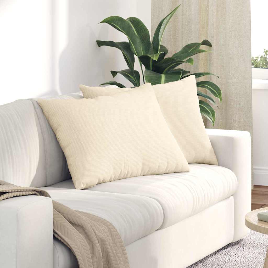 Cuscini da Divano 2 pcs Crema 70 x 50 cm Tessuto in Cords