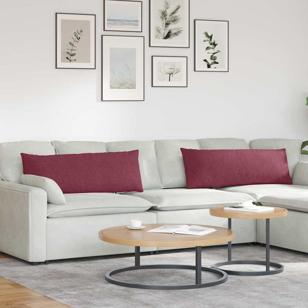 Cuscini da Divano 2 pz Tessuto Rosso Vino 120 x 40 cm