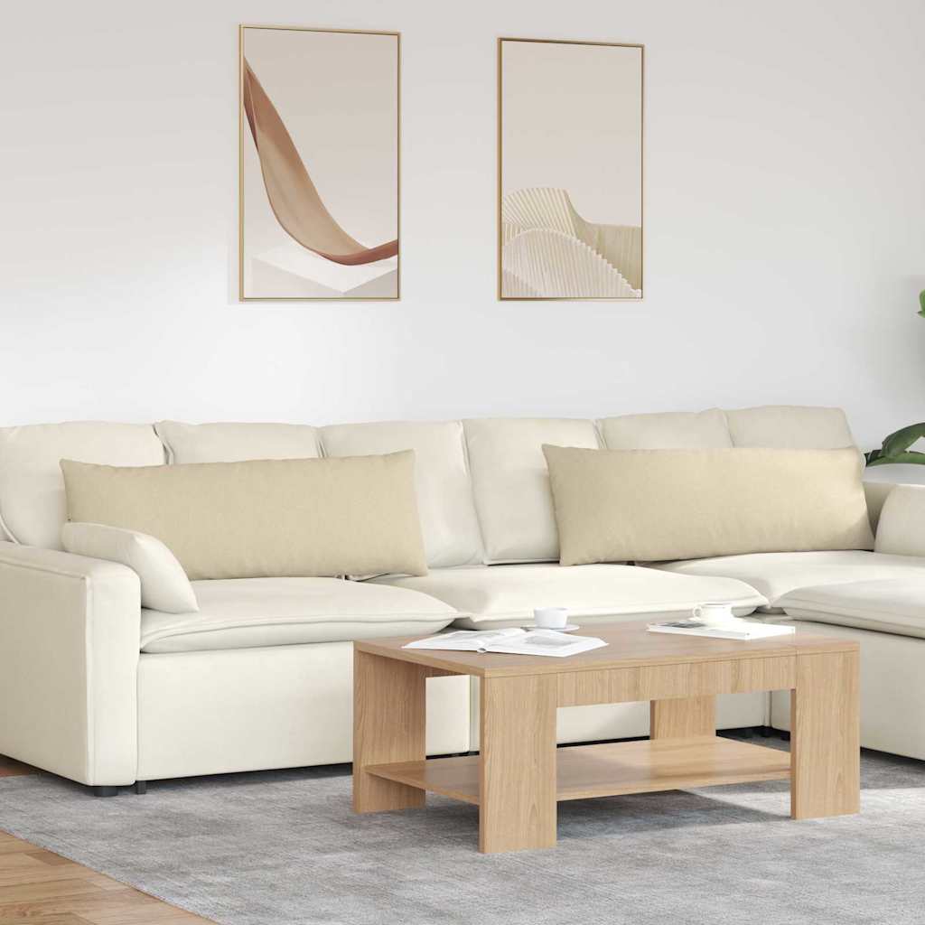 Cuscini da Divano 2 pz Tessuto Crema 120 x 40 cm