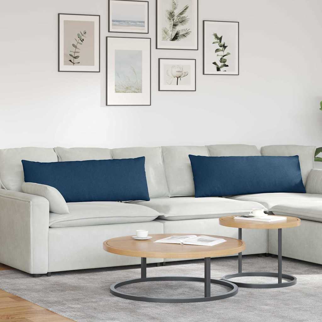 Cuscini da Divano 2 pz Tessuto Blu 120 x 40 cm