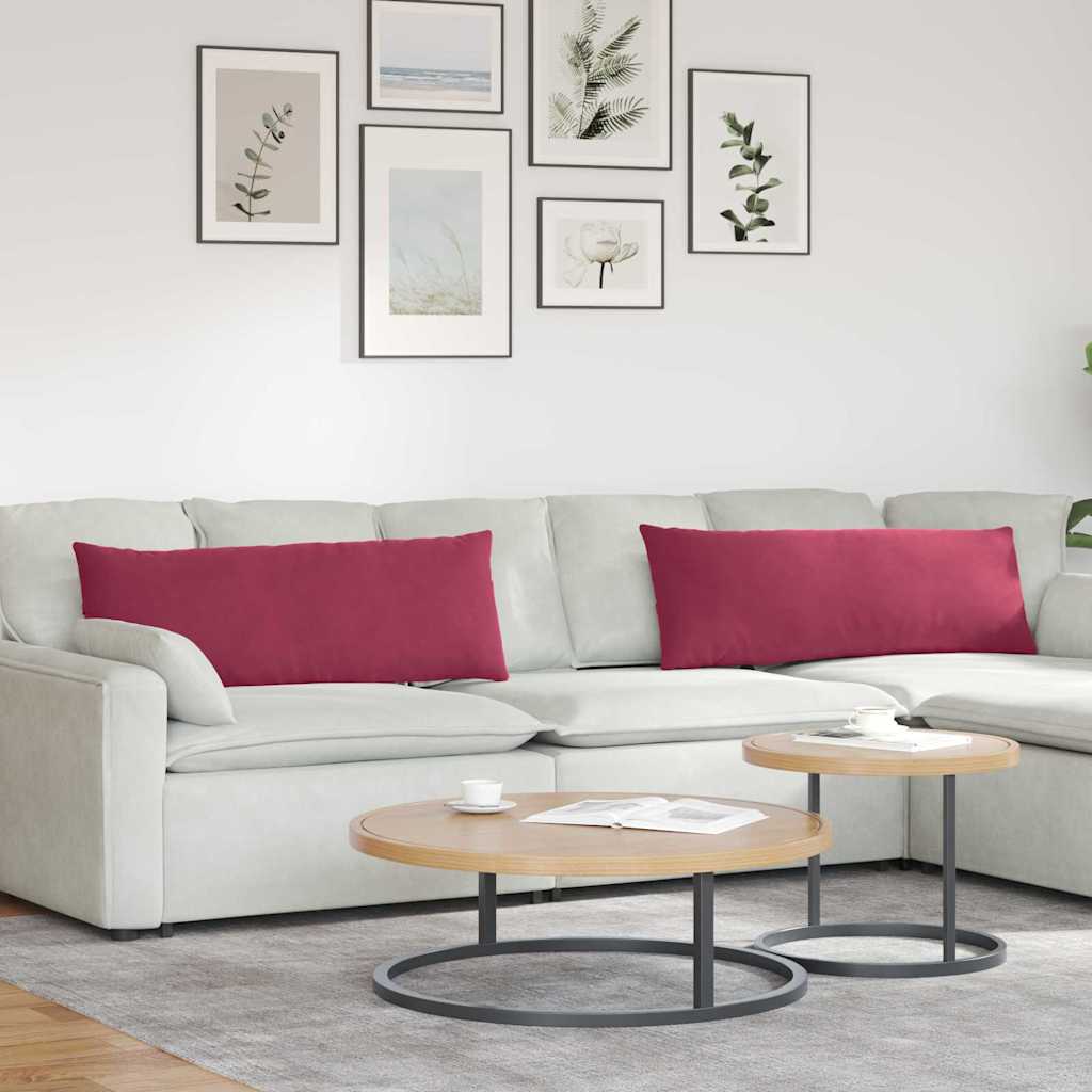 Cuscini da Divano 2 pcs Rosso Vino 120 x 40 cm Tessuto in Cords