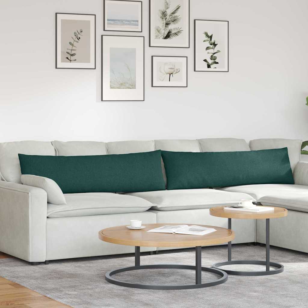Cuscini da Divano 2 pz Tessuto Verde Scuro 145 x 40 cm