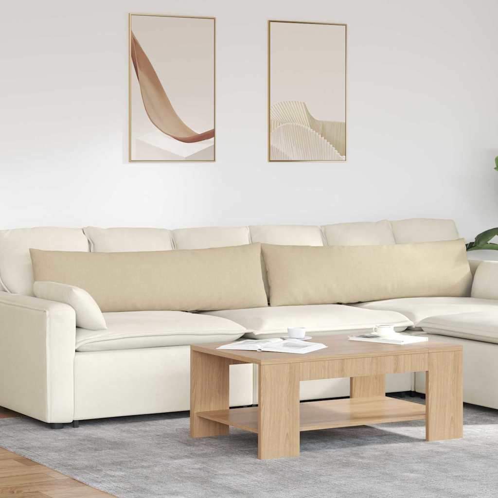 Cuscini da Divano 2 pz Tessuto Crema 145 x 40 cm