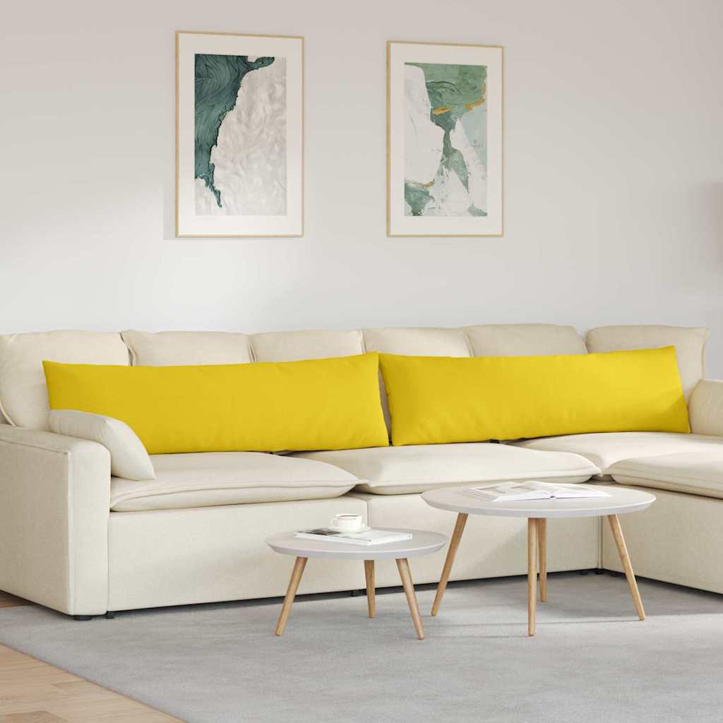 Cuscini da Divano 2 pz Tessuto Giallo Chiaro 145 x 40 cm