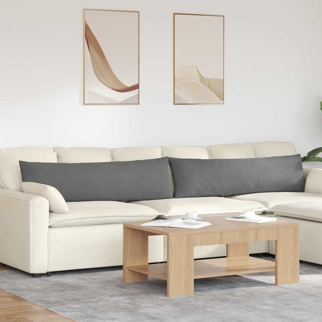Cuscini da Divano 2 pz Tessuto Grigio scuro 145 x 40 cm
