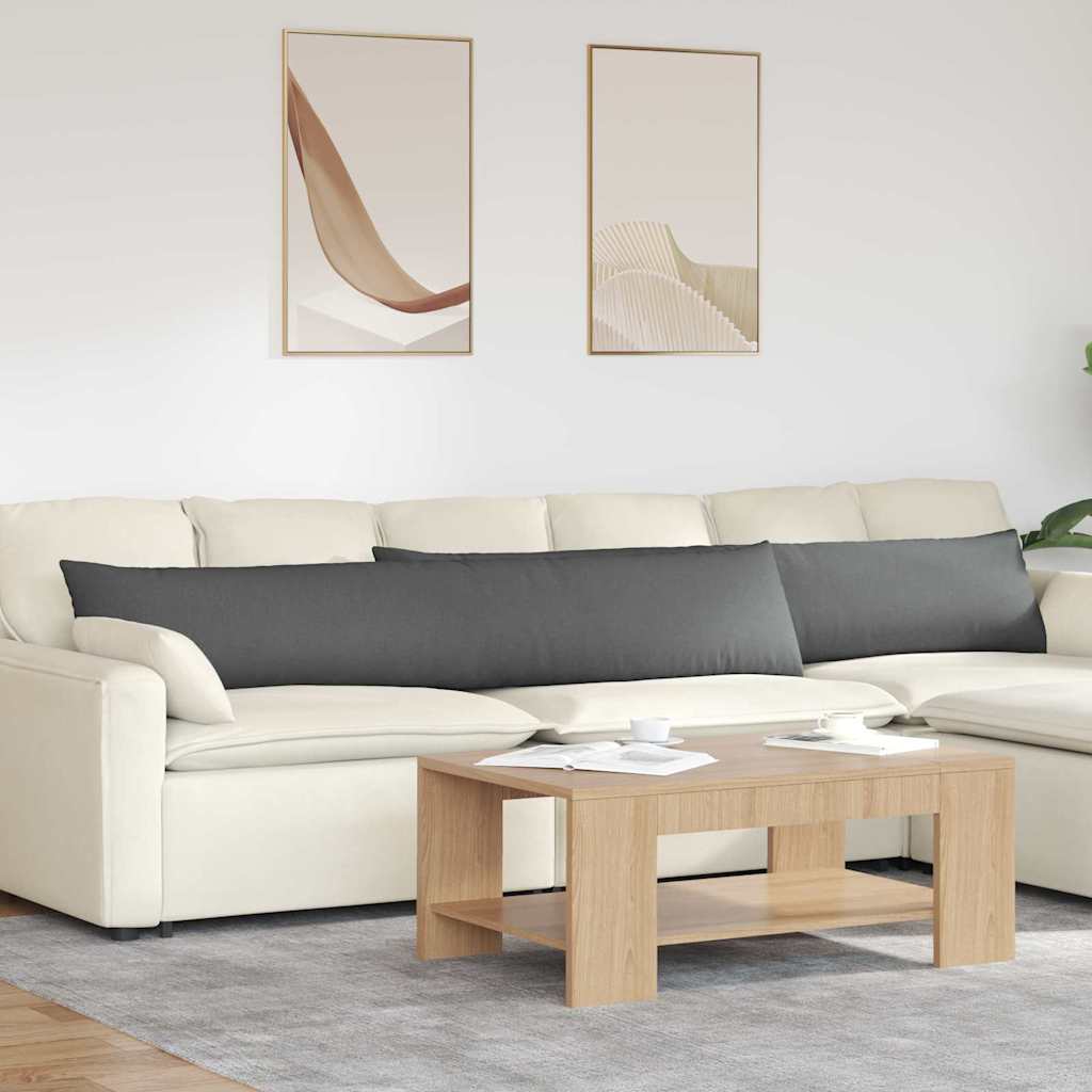 Cuscini da Divano 2 pz Tessuto Grigio scuro 200 x 40 cm
