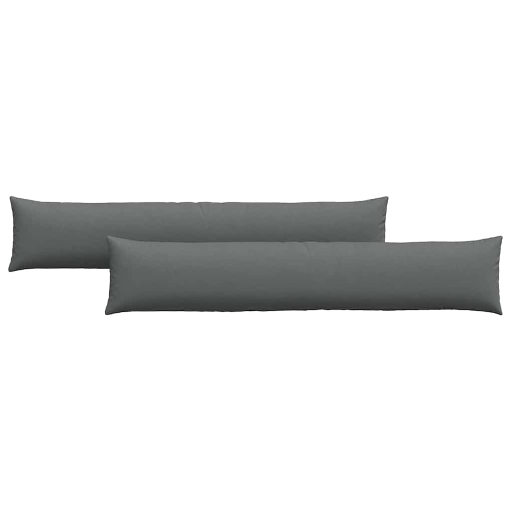 Cuscini da Divano 2 pz Tessuto Grigio scuro 200 x 40 cm