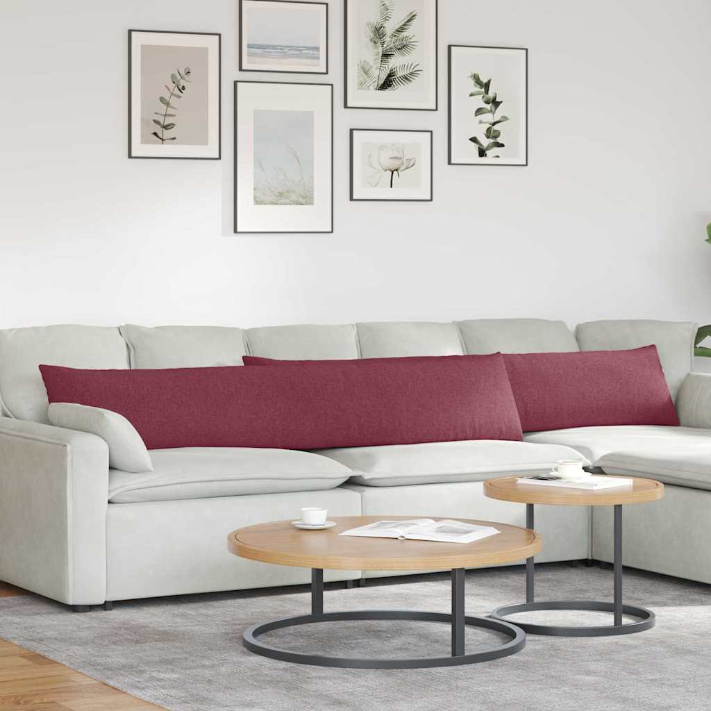 Cuscini da Divano 2 pz Tessuto Rosso Vino 200 x 40 cm