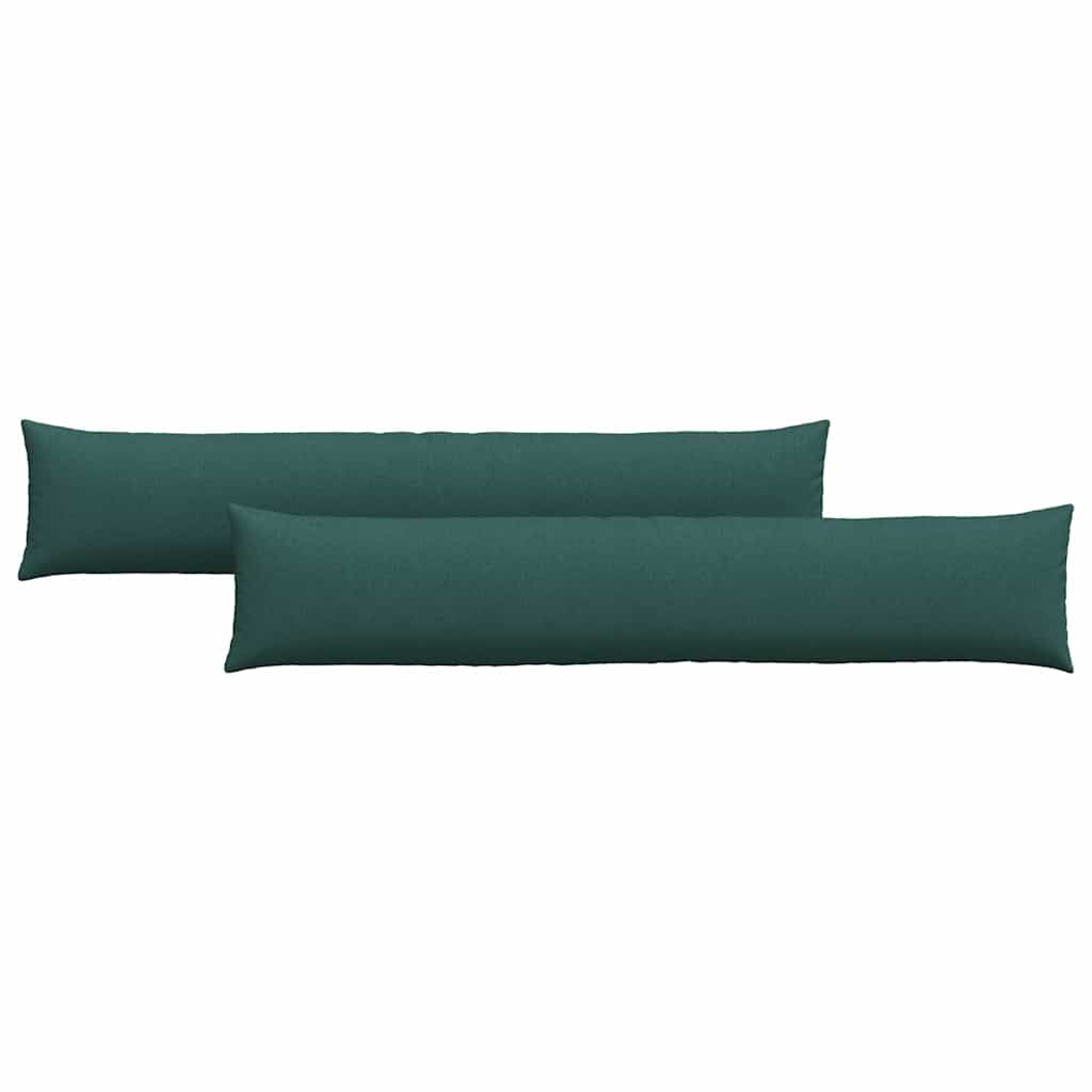 Cuscini da Divano 2 pz Tessuto Verde Scuro 200 x 40 cm