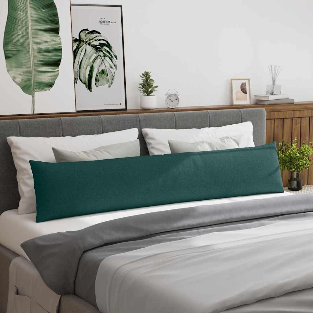 Cuscini da Divano 2 pz Tessuto Verde Scuro 200 x 40 cm