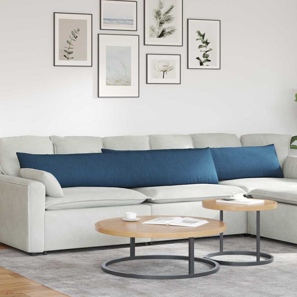 Cuscini da Divano 2 pz Tessuto Blu 200 x 40 cm