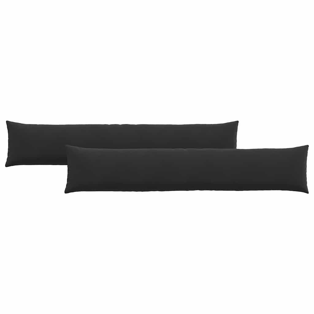 Cuscini da Divano 2 pcs Nero 200 x 40 cm Tessuto in Cords