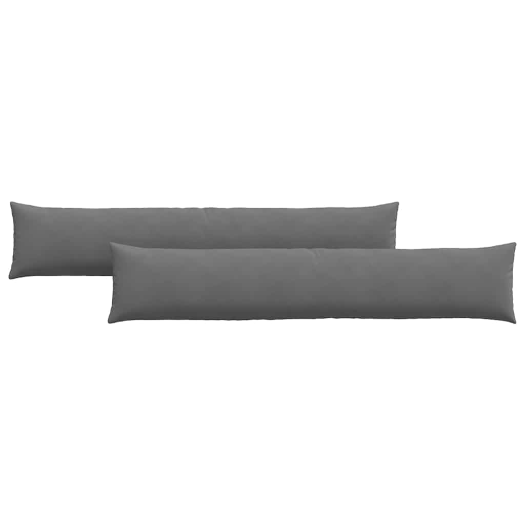Cuscini da Divano 2 pz Tessuto Grigio scuro 200 x 40 cm