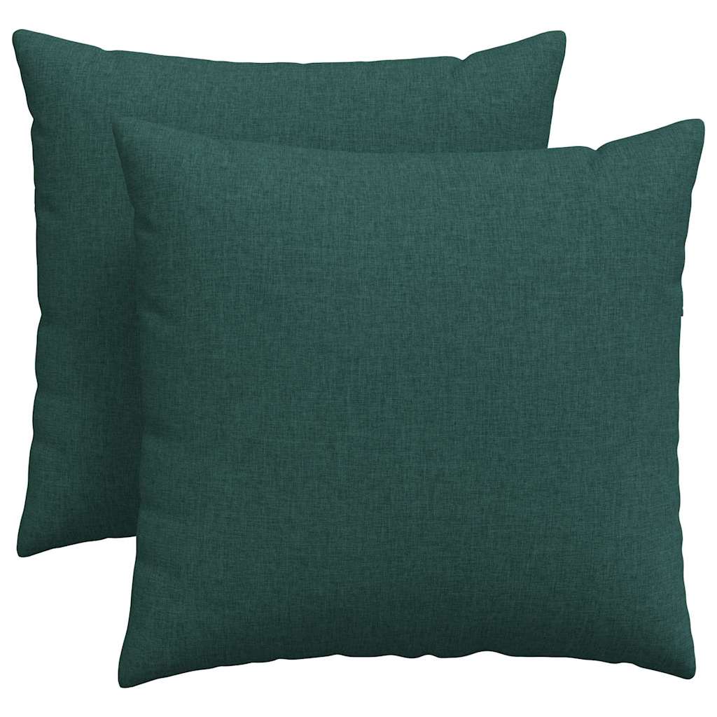 Cuscini da Divano 2 pz Tessuto Verde Scuro 45 x 45 cm