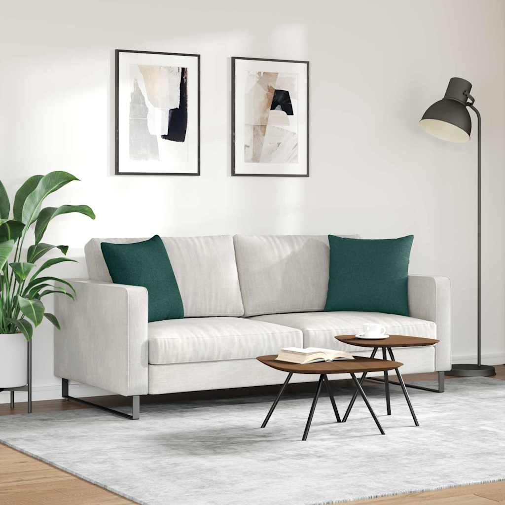 Cuscini da Divano 2 pz Tessuto Verde Scuro 45 x 45 cm