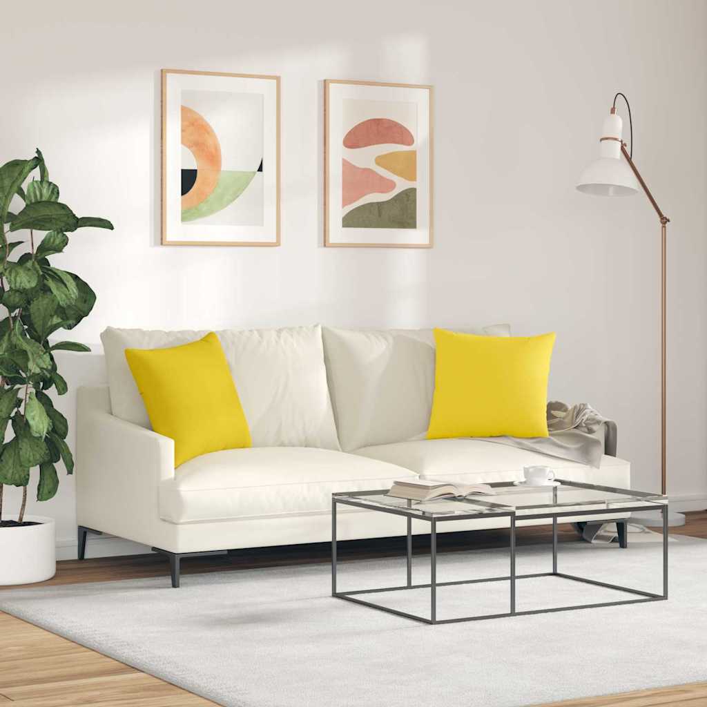 Cuscini da Divano 2 pz Tessuto Giallo Chiaro 45 x 45 cm