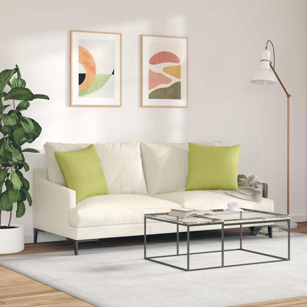 Cuscini da Divano 2 pz Tessuto Verde chiaro 45 x 45 cm