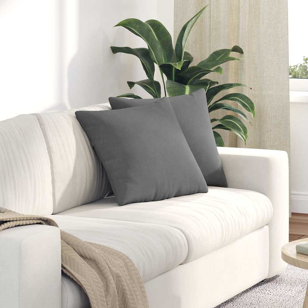 Cuscini da Divano 2 pz Tessuto Grigio scuro 45 x 45 cm