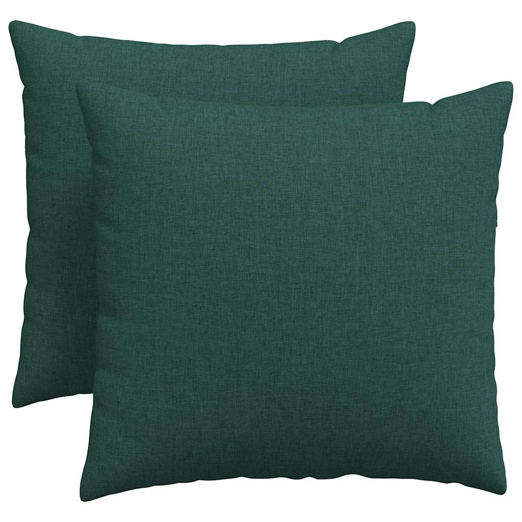 Cuscini da Divano 2 pz Tessuto Verde Scuro 50 x 50 cm