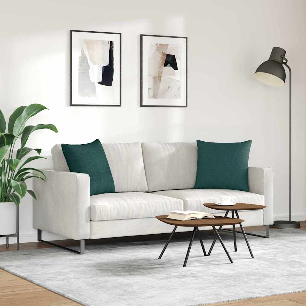 Cuscini da Divano 2 pz Tessuto Verde Scuro 50 x 50 cm