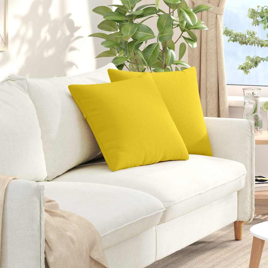 Cuscini da Divano 2 pz Tessuto Giallo Chiaro 50 x 50 cm