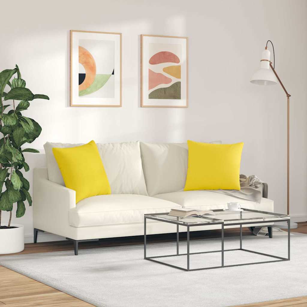 Cuscini da Divano 2 pz Tessuto Giallo Chiaro 50 x 50 cm