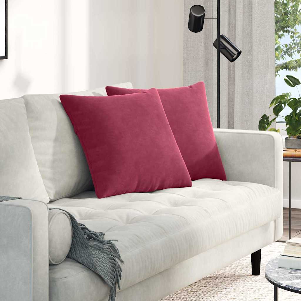 Cuscini da Divano 2 pcs Rosso Vino 50 x 50 cm Tessuto in Cords