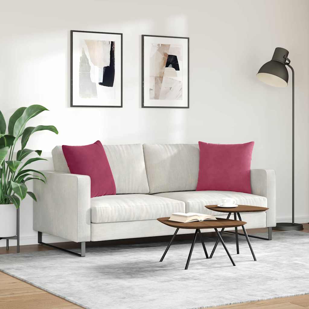 Cuscini da Divano 2 pcs Rosso Vino 50 x 50 cm Tessuto in Cords