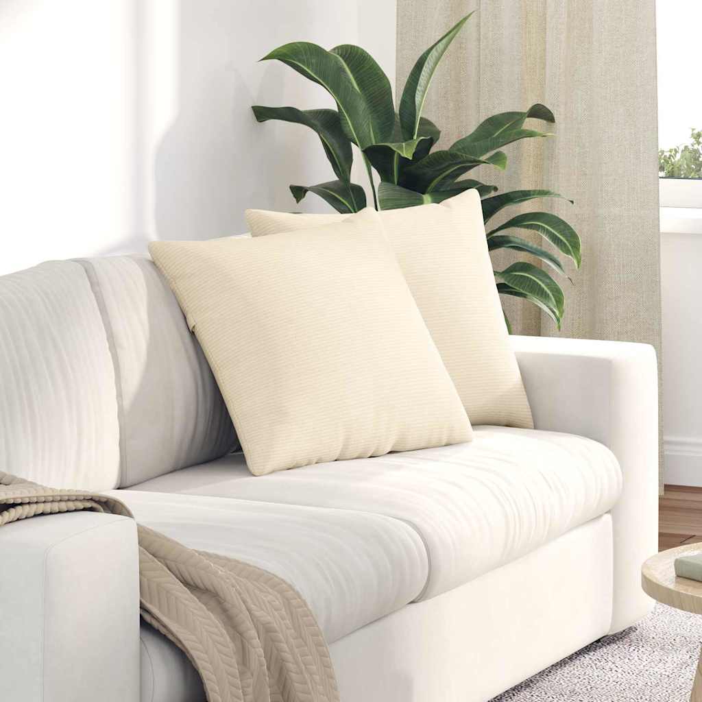 Cuscini da Divano 2 pcs Crema 50 x 50 cm Tessuto in Cords