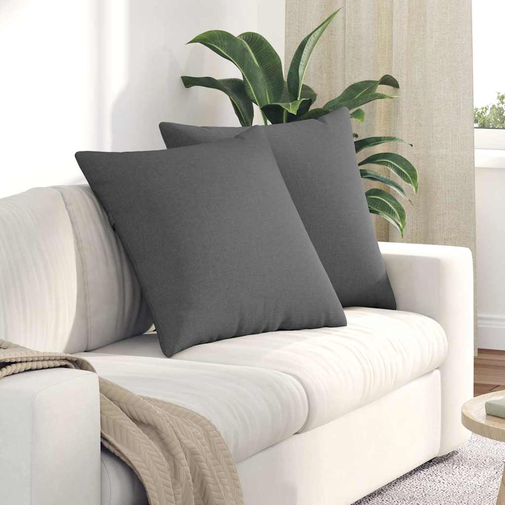 Cuscini da Divano 2 pz Tessuto Grigio scuro 60 x 60 cm