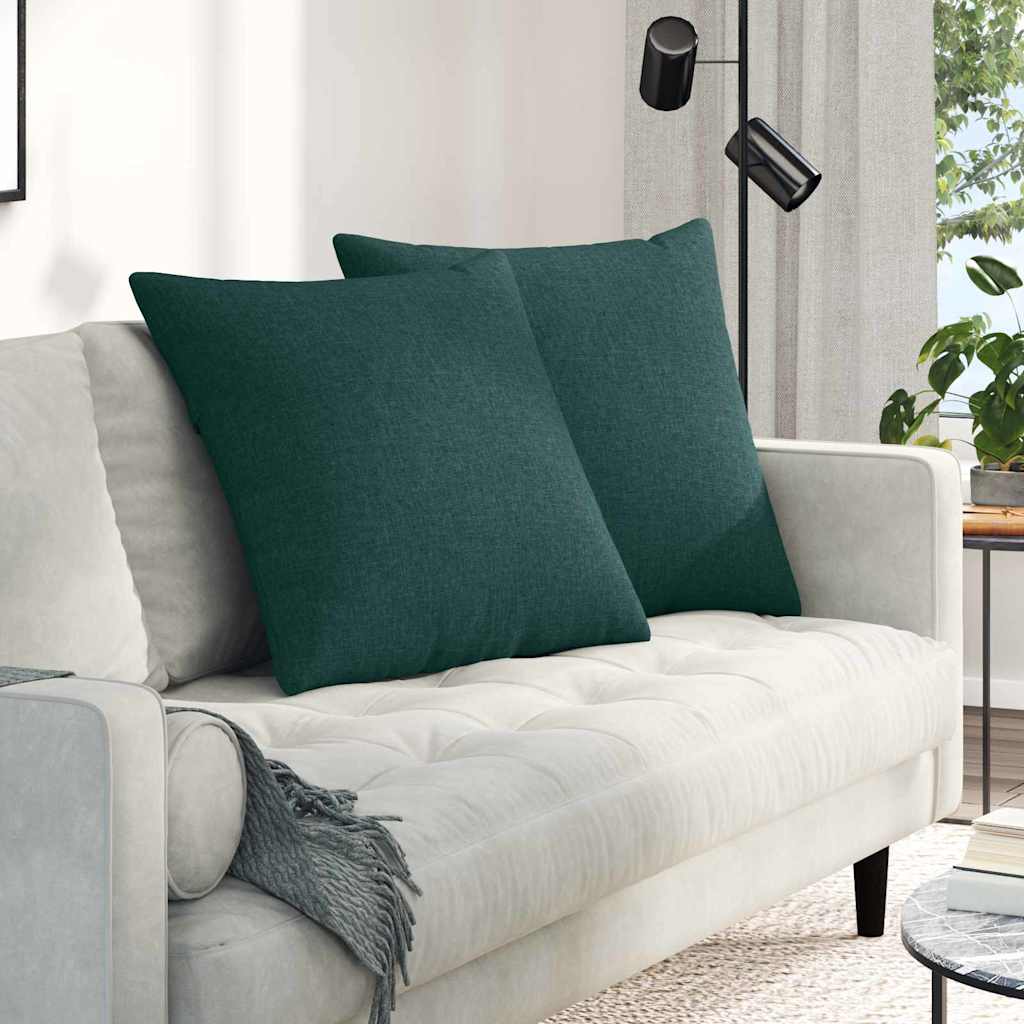 Cuscini da Divano 2 pz Tessuto Verde Scuro 60 x 60 cm