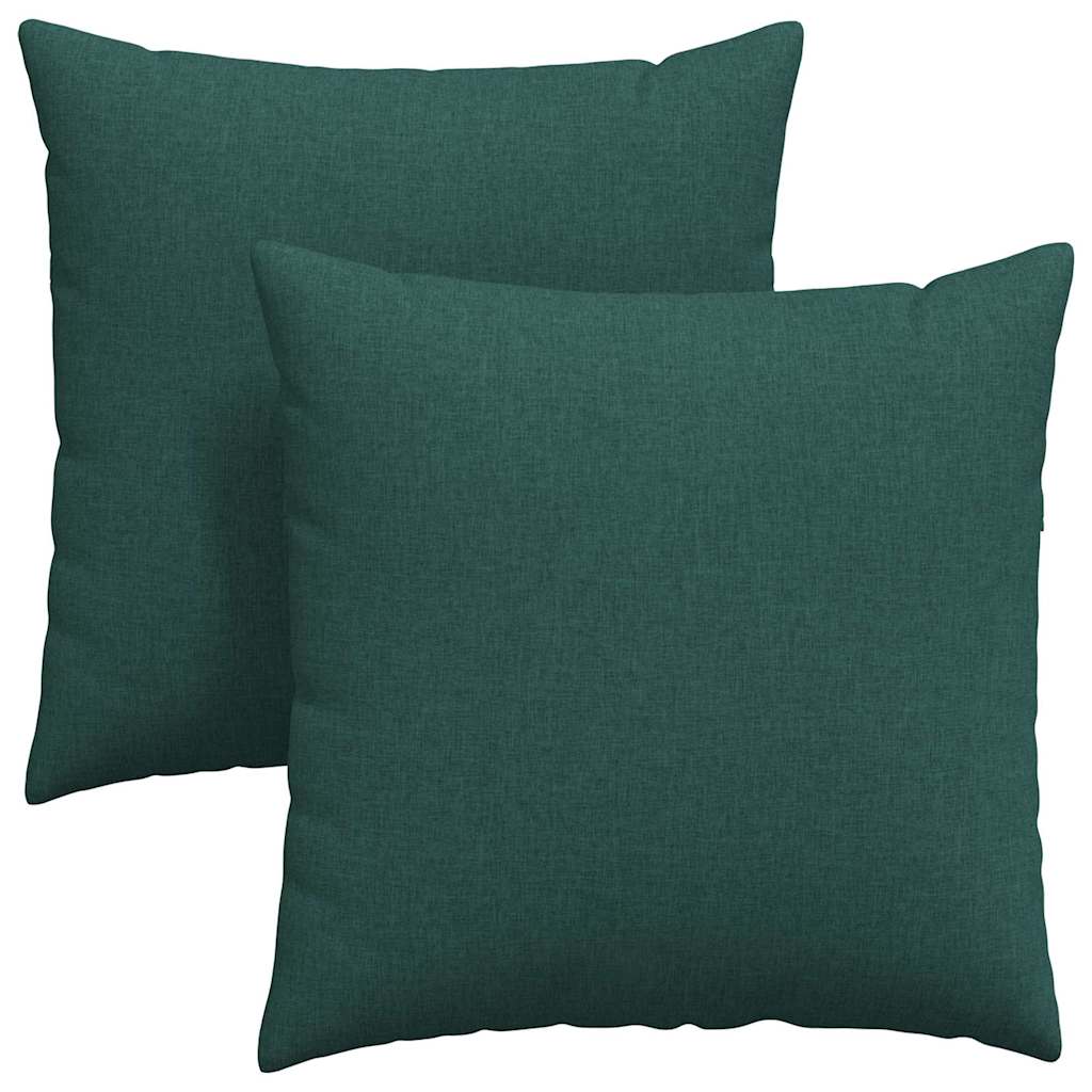 Cuscini da Divano 2 pz Tessuto Verde Scuro 60 x 60 cm