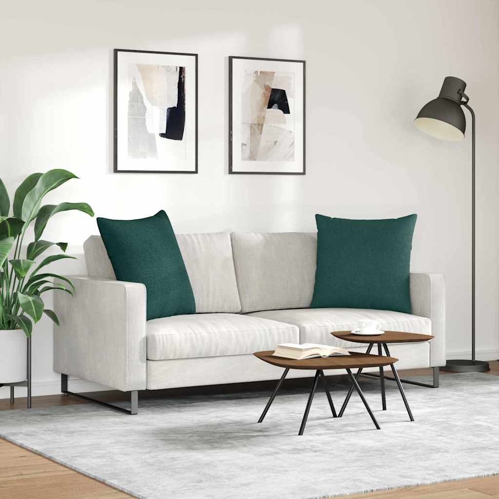 Cuscini da Divano 2 pz Tessuto Verde Scuro 60 x 60 cm