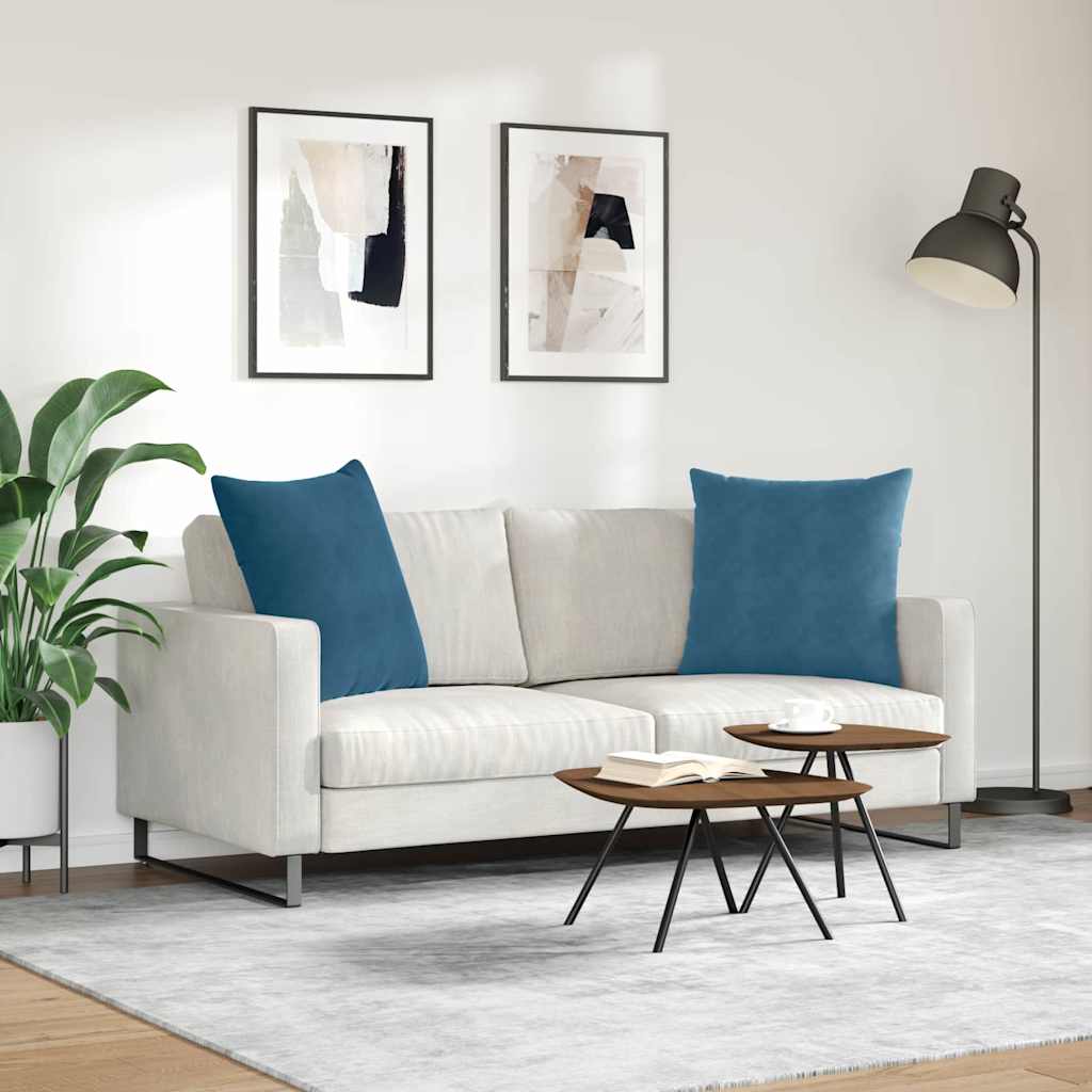 Cuscini da Divano 2 pcs Blu 60 x 60 cm Tessuto in Cords
