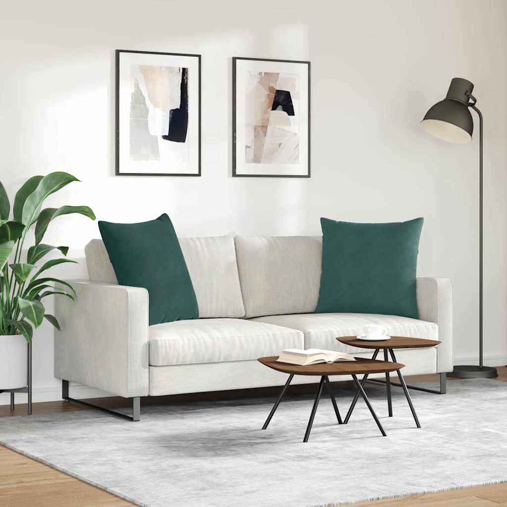 Cuscini da Divano 2 pcs Verde Scuro 60 x 60 cm Tessuto in Cords